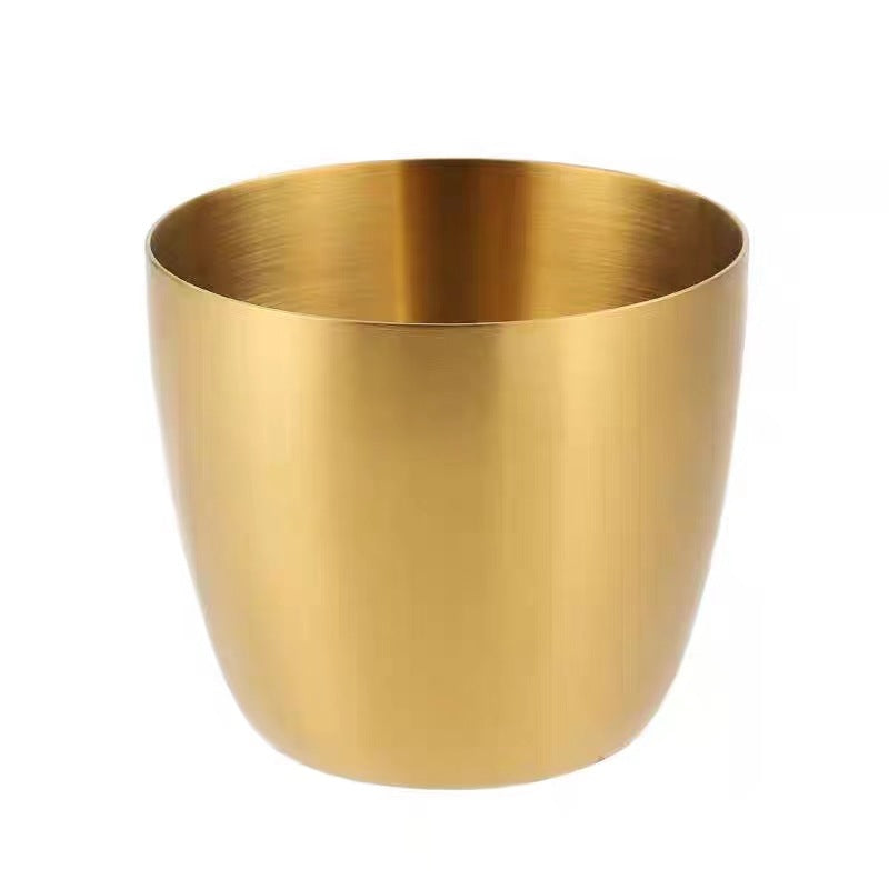 Korean style 304 single-layer stainless steel gold tea cup, outdoor beer mug, shatter-resistant cold drink cup, thickened for home use