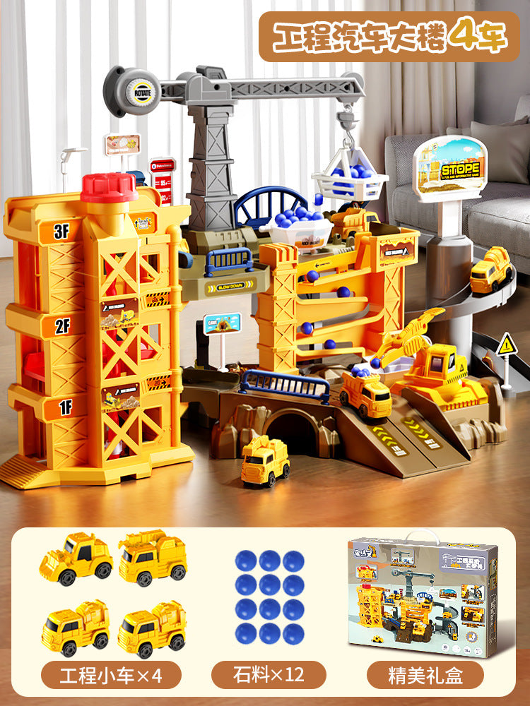 Construction track car sliding train parking lot car rush adventure 3 years old 4 boys educational kids toys