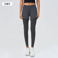 Fake two-piece fitness yoga pants outwear hip-covering slimming look nine-point pants tummy control butt lift running sports pants d25051