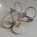 Plus size women's summer slippers & sandals - heart buckle flat sandals, slip-on strappy beach slides