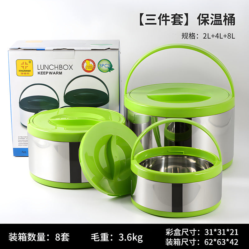 stainless steel insulated lunch box set - 3 piece portable thermal food container student meal box gift set