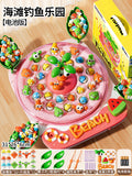 Pink beach fishing paradise [11 upgraded ocean fish + 32 dual-purpose fish + 8 rods + 4 dual-purpose leaves] gift box + batteries