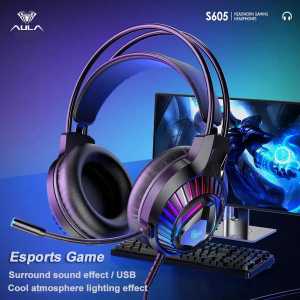 Tarantula S605 Wired USB Gaming Headset Headset Gaming Desktop Laptop Internet Cafe Luminous Headset 7.1