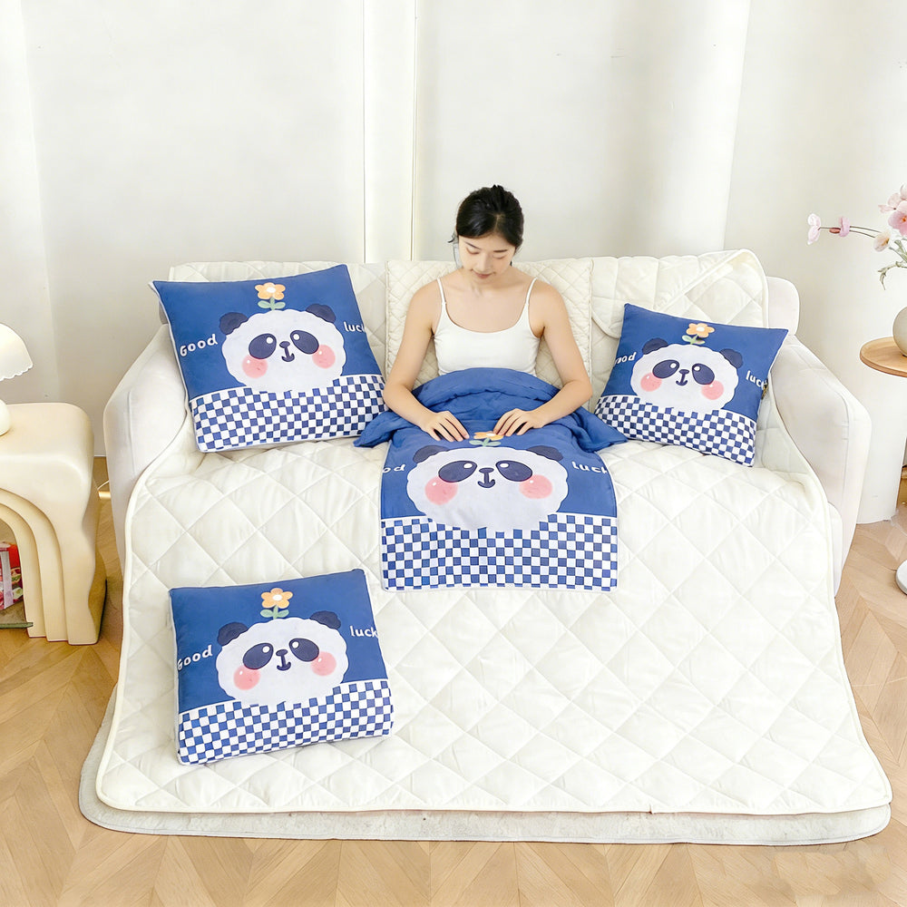 Cartoon plush blanket pillow 2-in-1: cushion, pillow, blanket, air conditioning quilt, car nap pillow, plush blanket