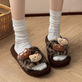Cute leopard print kt fuzzy slippers - women's new autumn/winter 2025 indoor/outdoor non-slip cotton slippers - student dorm wholesale