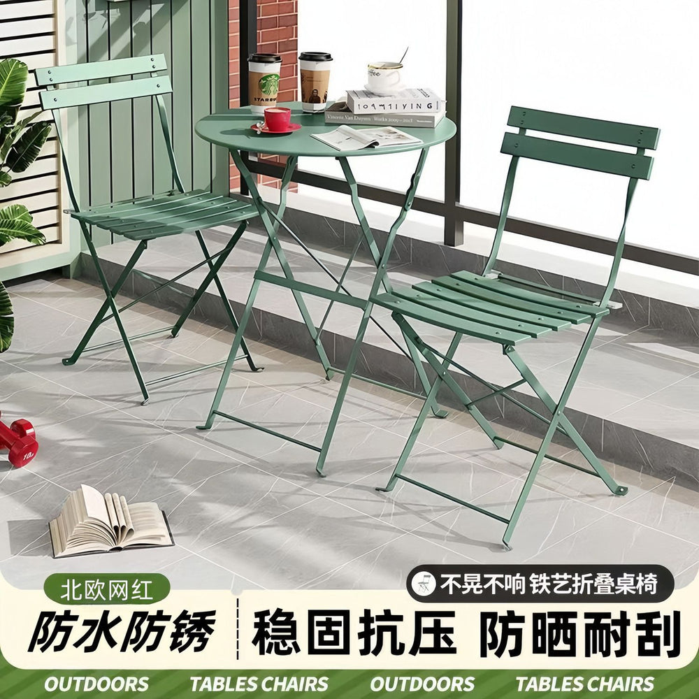 Balcony tea table and chair suitfoldable outdoor courtyard garden open-air casualpopular milk tea shop exterior new table and chairs