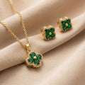 popular fashion full diamond four-leaf clover necklace accessible luxuryniche style women's versatile elegant non-fading clavicle chain suit