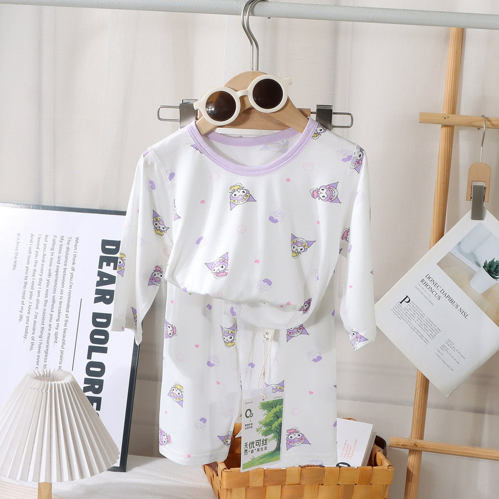 Kids' class a summer loungewear: boys' long-sleeve air conditioning pajamas, girls' modal sleepwear, cute baby clothes