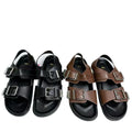 Za2025 new arrival lazy thick sole metal buckle bobo sandals for women 2025 new arrival summer genuine leather easiest for match beach shoes