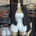 European and american cross-border women's fashion:  summer new arrivals - trendy, loose-fit, turn-down collar, versatile solid color cropped jacket/top