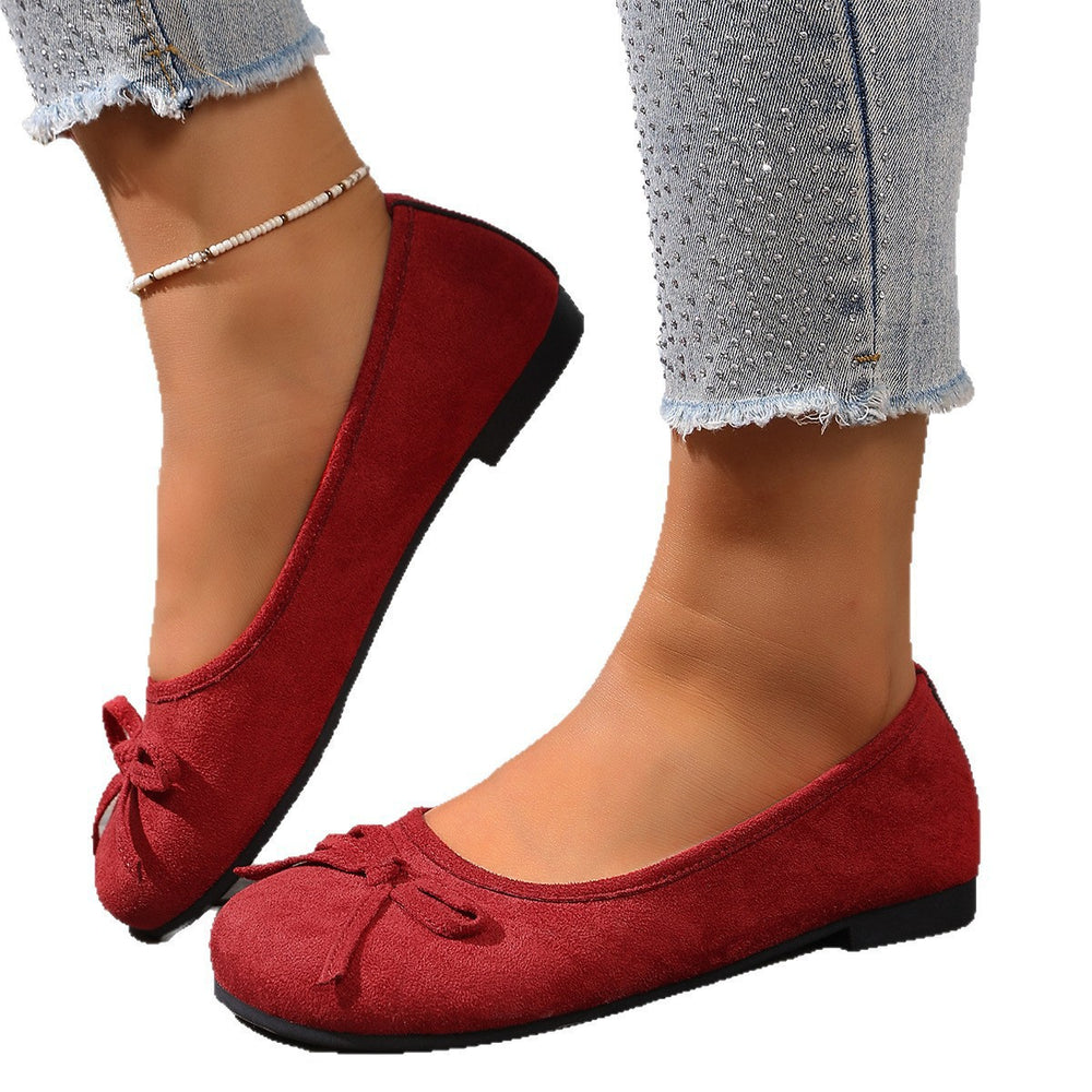 Exportplus size suede bows round toe small flats women's  summernew arrivalflatsflatscasual bean shoes