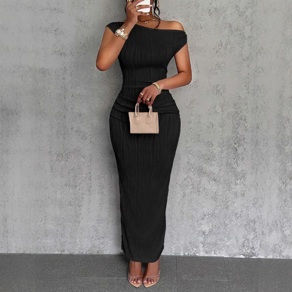 independent station new arrival cross-border cute fashion water ripple oblique shoulder dressin stock