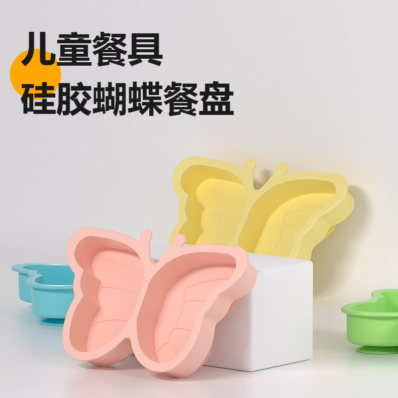 Children's Plate Silicone Suction Cup Learning Food Bowl Grid Plate Infant and Toddler Feeding Tableware Food Grade Baby Supplementary Food Bowl