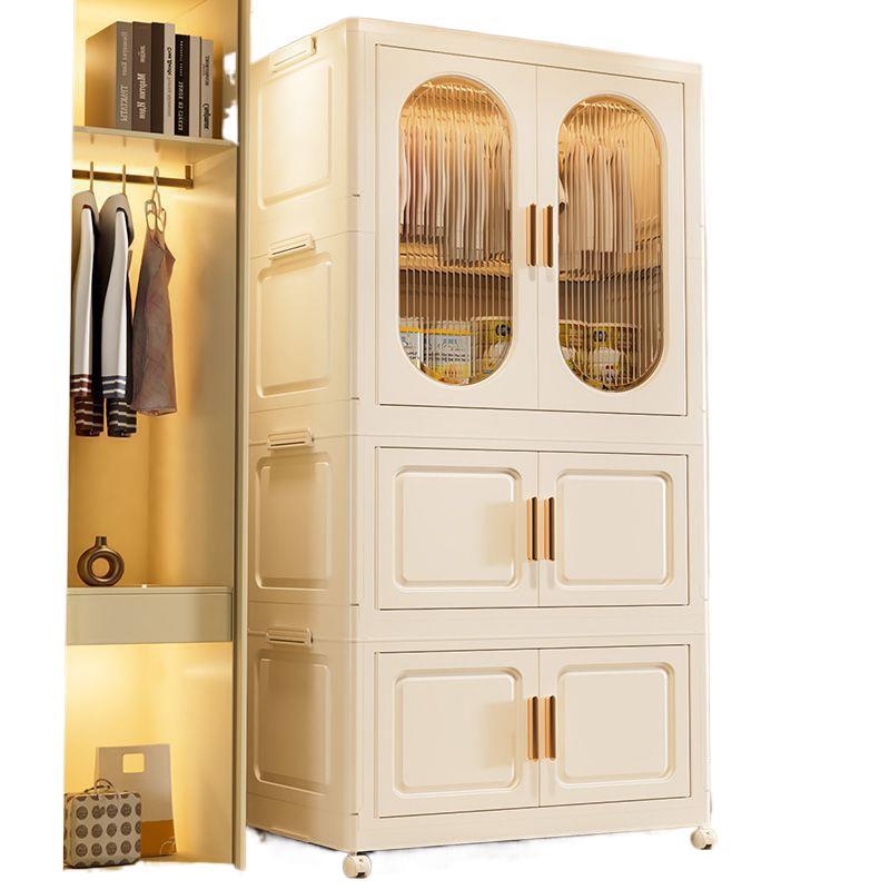 Installation-free thickened hanging clothes style foldable plastic storage cabinet for home bedroom layered kids clothes storage cabinet