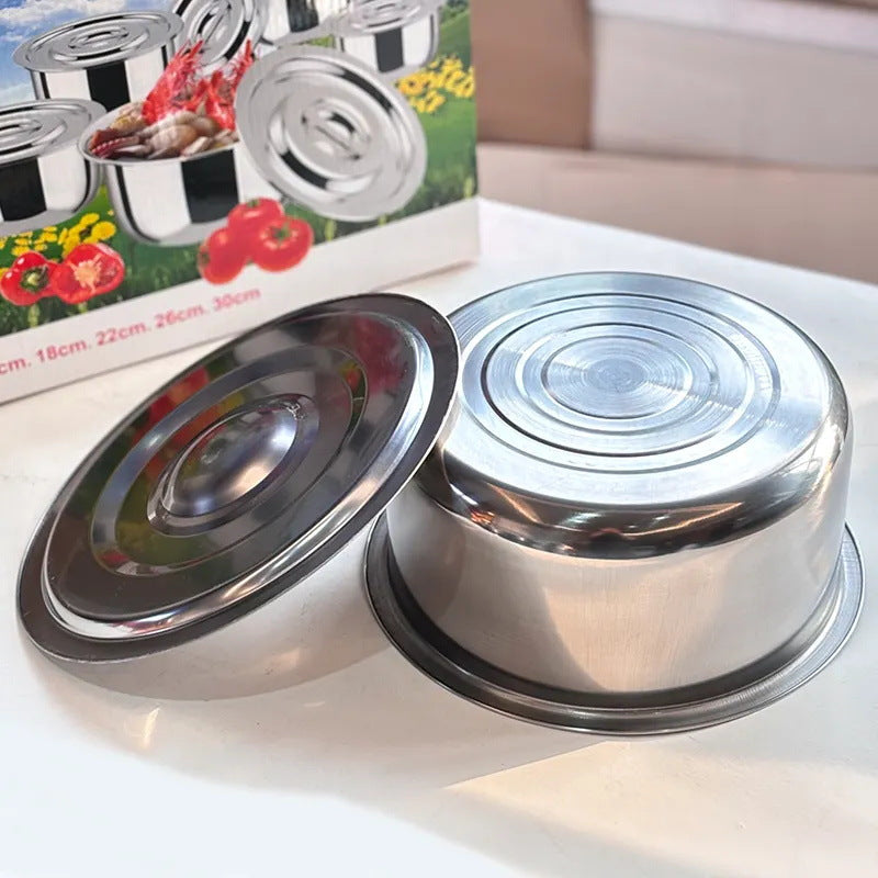 Stainless steel cookware set - cross-border five-piece cookware set with lids, three-piece saucepan set, thai pot, indian pot