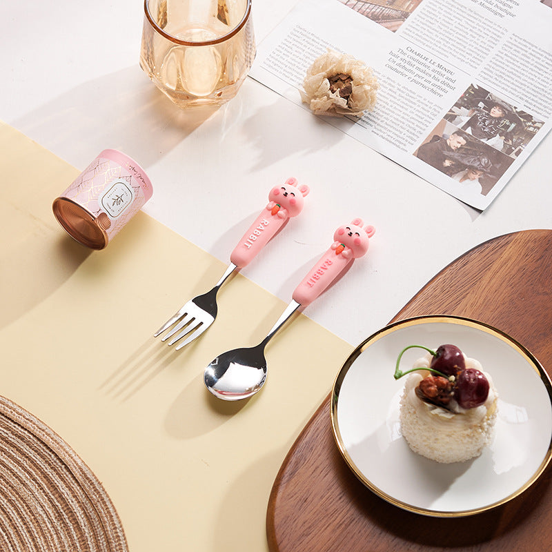 Platform-selected cartoon cutlery set: high-temperature resistant, detachable handle, cute baby forks, stylish children's dining utensils