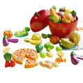 Kids' pretend play fruit toy set - realistic fruits & vegetables (durian included) - apple bucket storage - educational toy for girls ages 3-6