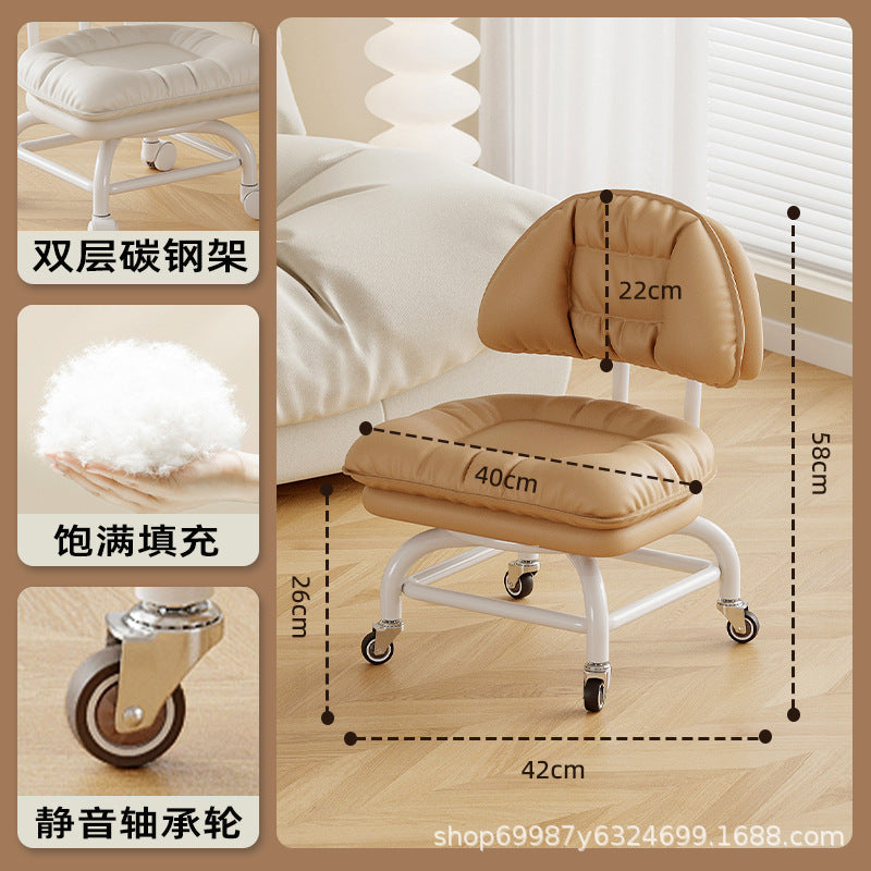 Raised universal wheel, small stool, silent backrest chair, pulley, low stool with baby bench, beautiful seam stool, shoe change household