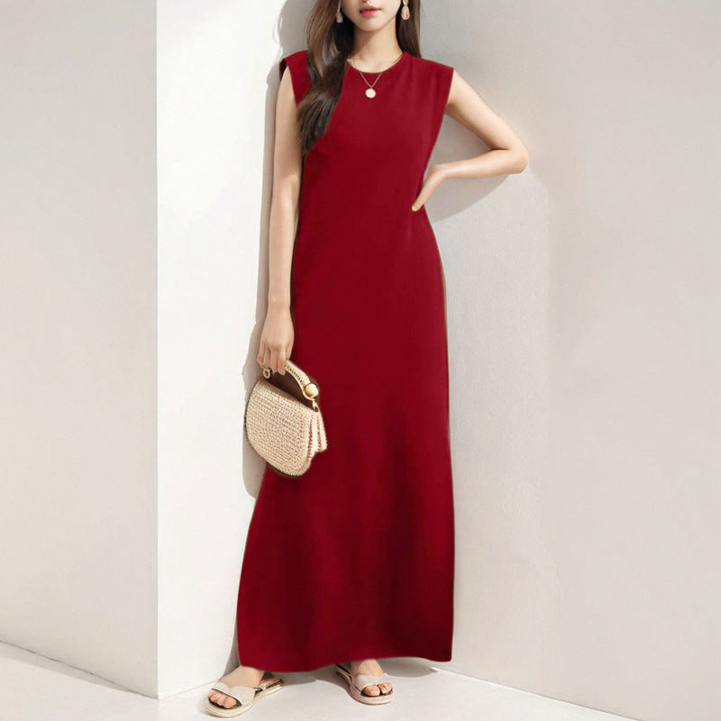 women's summer maxi dress - cross-border european & american apparel - luxury, high-end round neck sleeveless dress