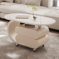 Luxury italian rock slab mobile coffee table - modern minimalist creative coffee table for small apartments and living rooms