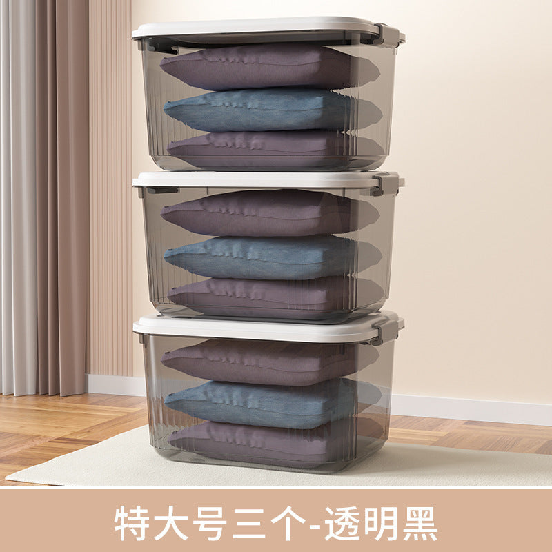 Household acrylic transparent storage box with lid, clothes storage box, household quilt sundries finishing basket wholesale