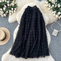 Fairy style high waist mesh patchwork cake skirt for women spring layered fluffy skirt slimming lookeasiest for matcha-line long skirt