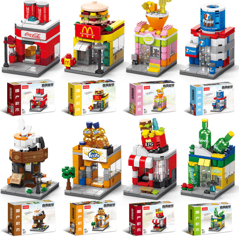 Compatible with lego duplo street view building blocks, educational puzzle toy, kindergarten gift, small box building blocks, wholesale