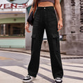 fashion women's clothing  new versatile multi-pocket cargo pants loose casual denim trousers for women
