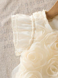summer cross-border girls' french chic luxury rose floral design fashion two-piece skirt set