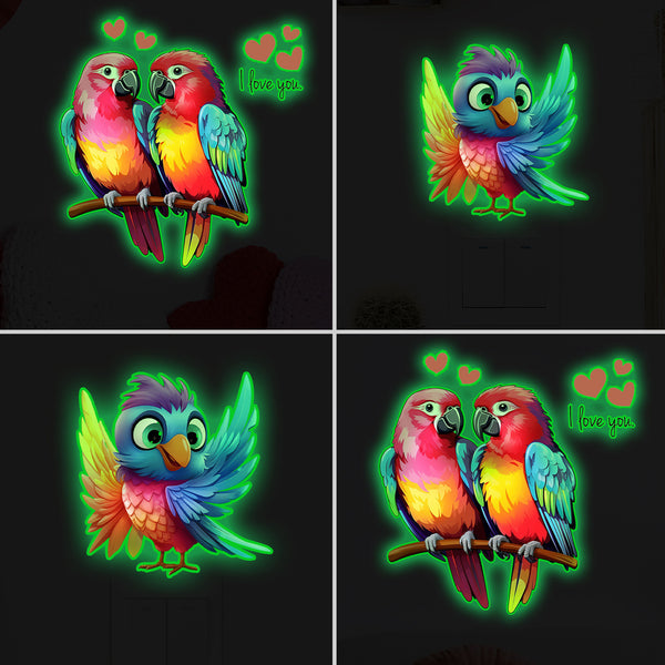 Cross-border   luminous parrot bird wall sticker arrangement family room living room wall decoration sticker