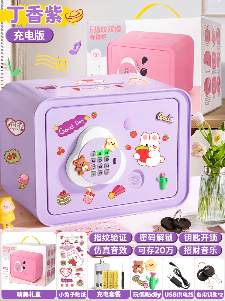 Piggy Bank 2024 New Children's Girls Only Can't Get In Safe Cabinet Boys Large Capacity Password Box Savings