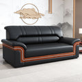 Office sofa solid wood coffee table combination set - genuine leather, minimalist modern style, 1+1+3 configuration for business reception and guest seating