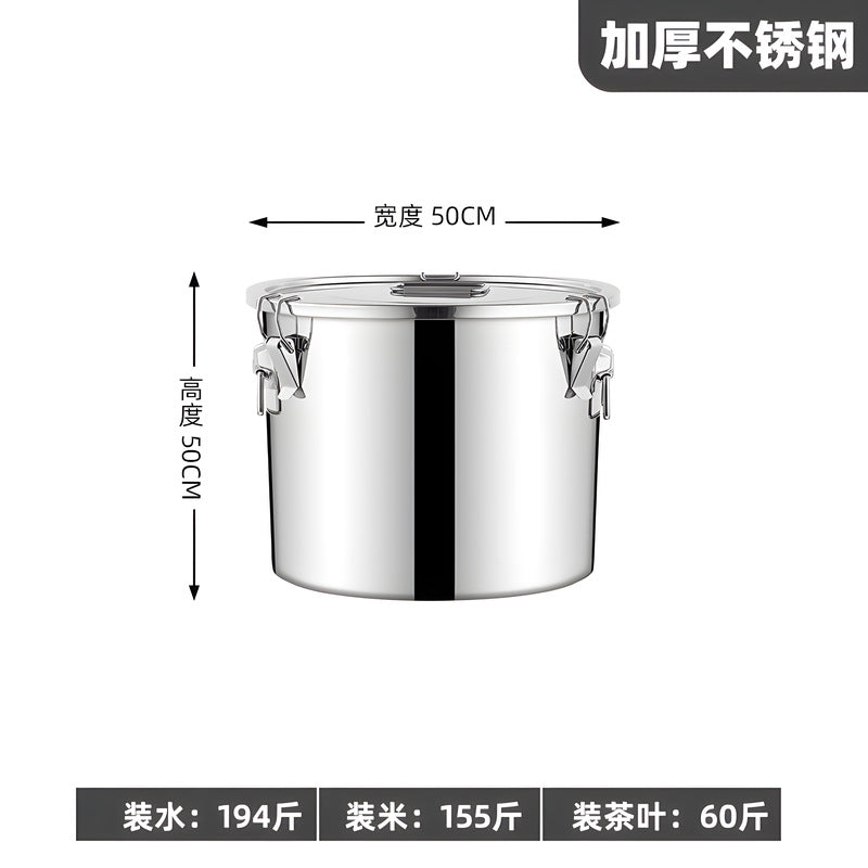 Extra thick sealed barrel 201 stainless steel rice barrel insect-proof and moisture-proof rice barrel for home rice storage barrel soup barrel flour barrel oil tank