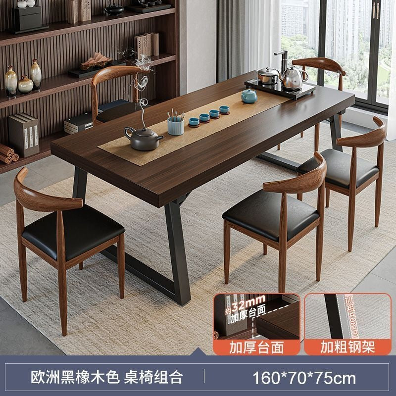 Solid wood color tea table and chair combination, one table and five chairs, tea table, new chinoiserie negotiation office large board tea table, coffee table