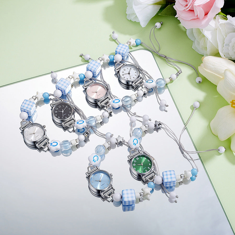 Jewelry pearl strap watch new design black technology internet celebrity stylish creative quartz watch quartz women's watch