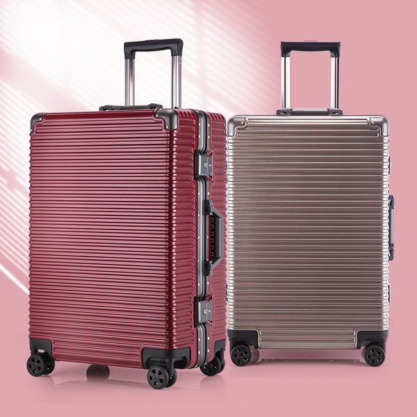 Yongsheng high-end retro trolley case 20-inch customs lock business travel boarding case 26-inch wear-resistant aluminum frame suitcase