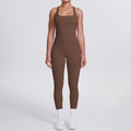 fashion double-sided brushed pure color tight i-shaped back sports suit running fitness yoga clothes two-piece set