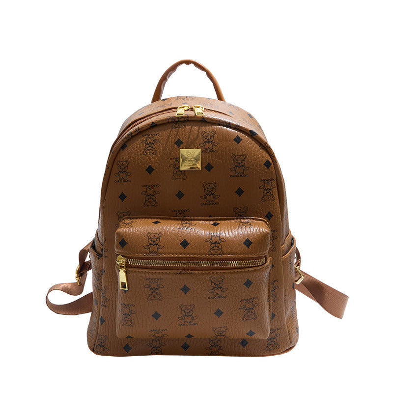popular cute bearprinting women's backpack, large-capacity fashion mini backpack for students