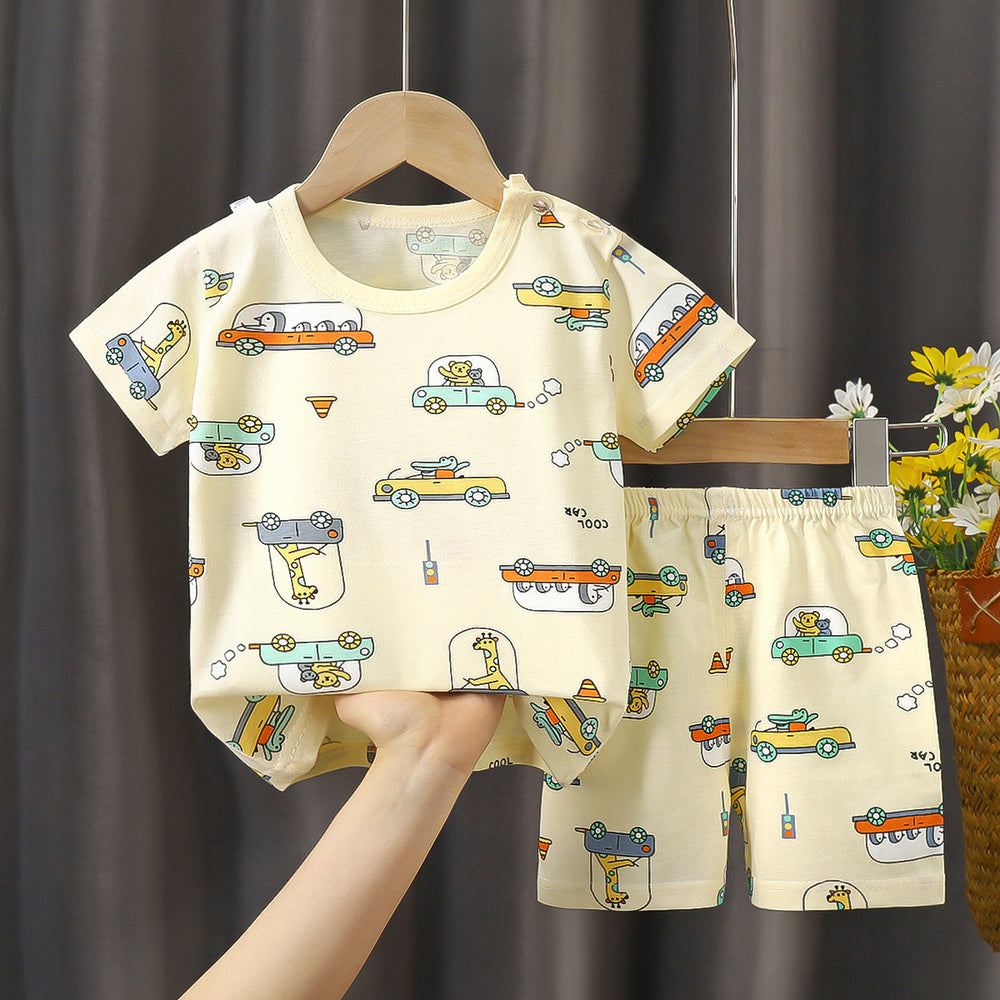 Kids' short-sleeve and shorts set - toddler & children's summer pure cotton underwear - boys' & girls' crew neck t-shirt