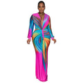 C6952 cross-border   independent station fashionfashion women's pleated color matching casualdress length