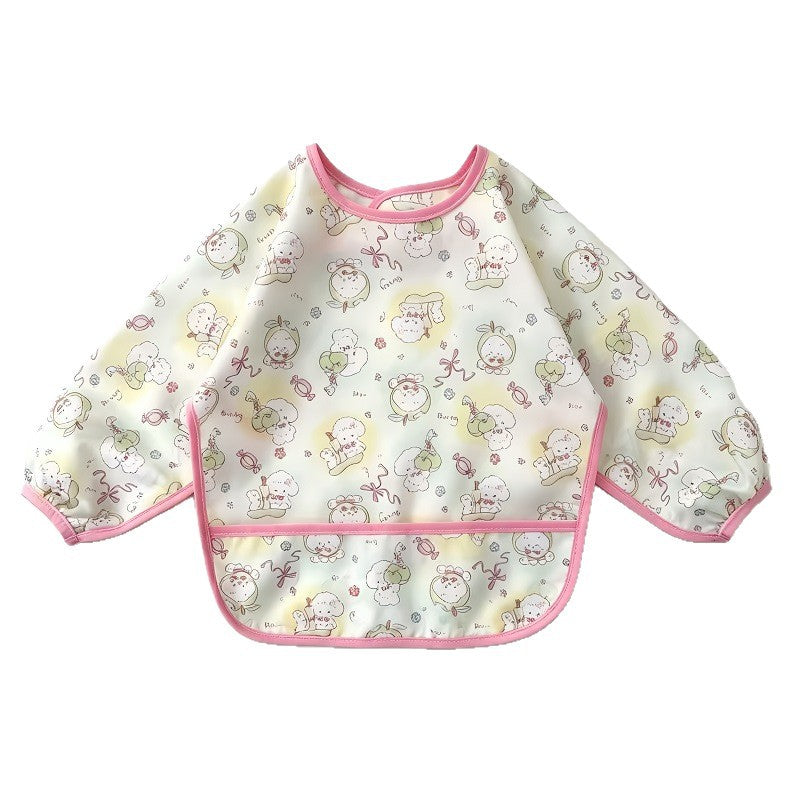 Kidslong sleeveswaterproof smock eating bib infant anti-dirty clothing food supplement apron children's painting waterproof rice pocket