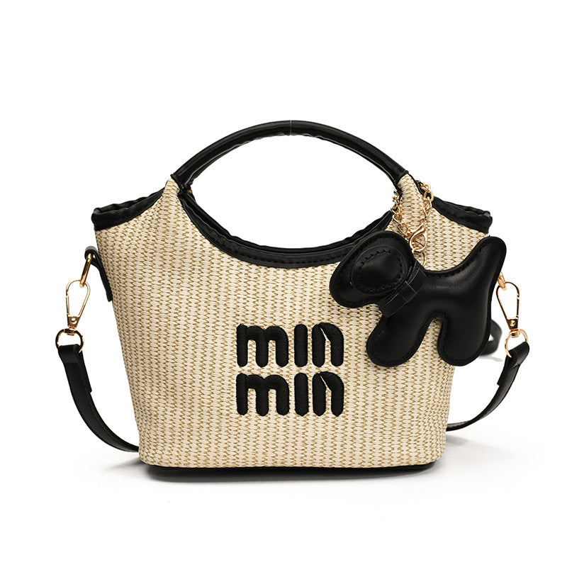 Cross-border high-end popular portable bucket bag women's 2025 new trend fashion versatile woven shoulder messenger bag