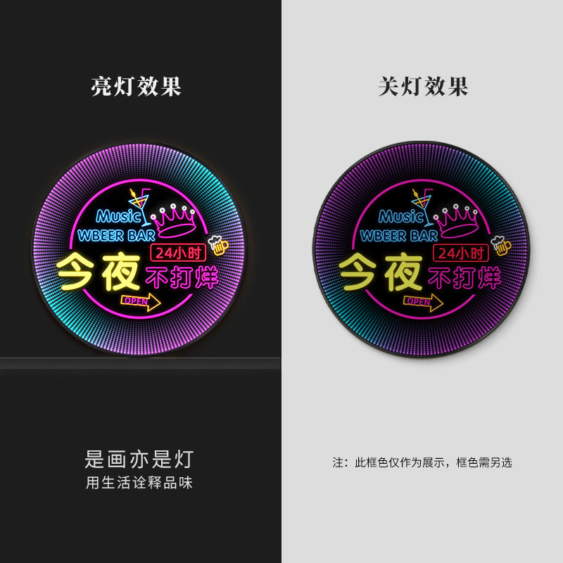 Luminous neon light text bar wall decoration painting KTV box led hanging painting singing and dancing restaurant clear bar nightclub painting