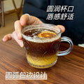 Ins glass cup with handle for home breakfast cup popular embossed water cup good-looking coffee cup souvenir cup