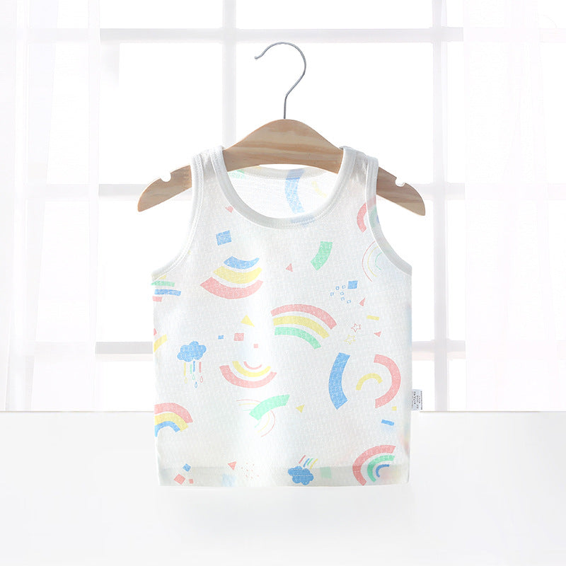 Baby vest summer strawberry ultra-thin style kids baby girl boy mesh sleeveless breathable undershirt belly protector