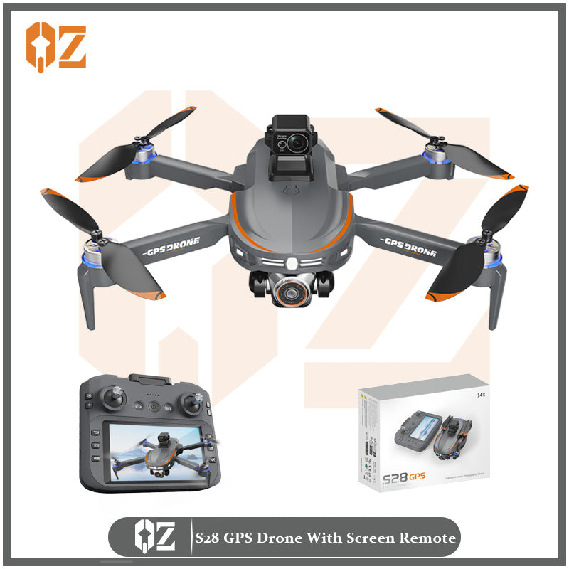 Gps return-to-home brushless s28 drone - foldable with 4.5inch screen remote control, aerial photography, obstacle avoidance, remote control aircraft