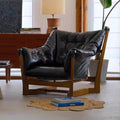 Medieval style genuine leather tea space owner chair retro solid wood chair american cigar bar sofa cigar chair tea room rack