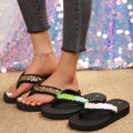 2025 summer new fashion sequin chunky sole slides women's aliexpress plus size wedge heel flat thong sandals