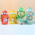 Factory custom cartoon kids water bottle student straw water jug big belly cup portable plastic sealed creative gift