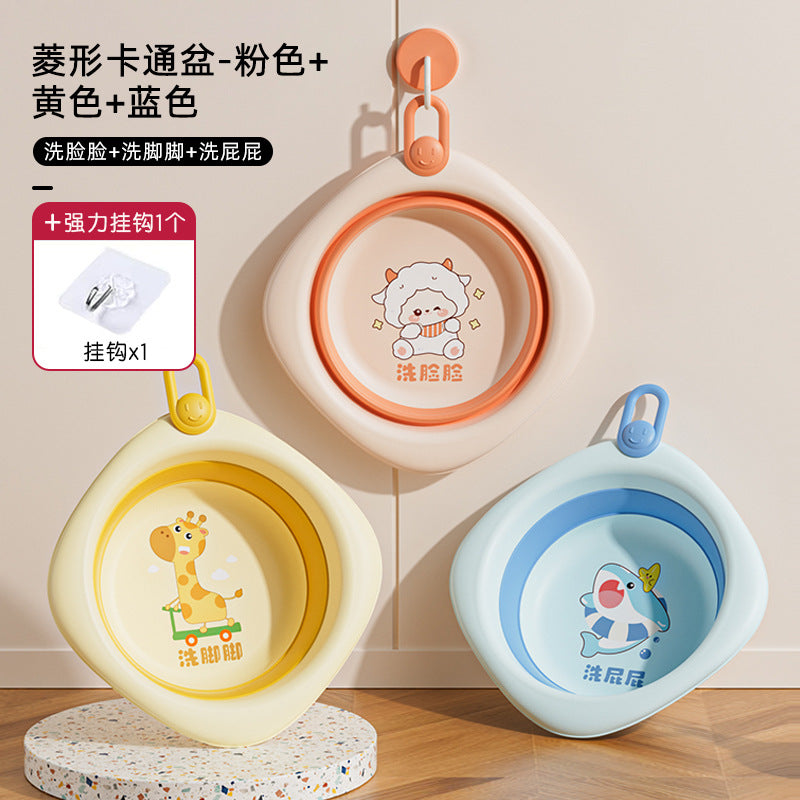 New arrivalkids cartoon foldable washbasin newborn baby essential foot washing butt special vertical material small basin